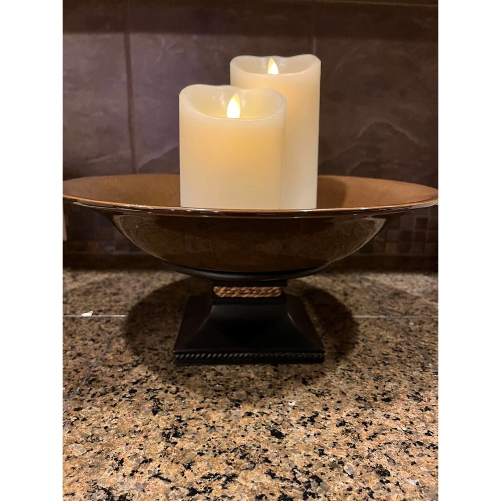 PartyLite Sahara Sands Centerpiece Pedestal Bowl P9702 13" 3-Wick Candle‎ Holder